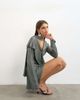 Topshop Topshop long sleeve ruffle mini dress with scarf wrap detail in petrol blue - 1