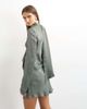 Topshop Topshop long sleeve ruffle mini dress with scarf wrap detail in petrol blue - 3