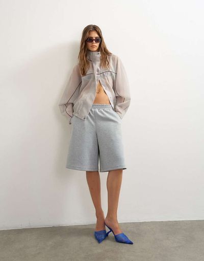 Topshop Topshop longline jersey shorts in gray