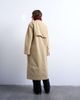 Topshop Topshop longline oversized funnel trench coat with contrast collar and buckle detail in beige-Neutral - 4