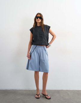 Topshop Topshop longline piping detail sports shorts in light blue