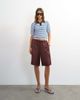 Topshop Topshop longline satin bermuda shorts in chocolate-Brown - 1