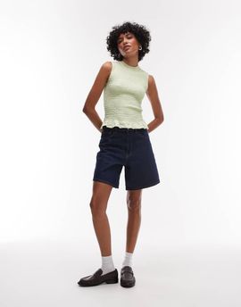 Topshop Topshop loose jorts in rinse wash denim-Blue