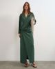 Topshop Topshop low cut tie waist blouson maxi dress in dark green - 1