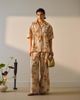 Topshop Topshop low rise linen look stitch detail floral pants in brown - part of a set - 1