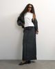 Topshop Topshop Low rise maxi column skirt in washed black - 1