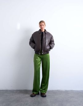 Topshop Topshop low rise satin pants in green