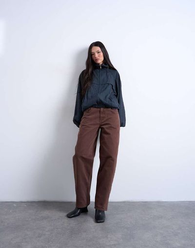 Topshop Topshop Lowrie low rise baggy jeans in chocolate-Brown