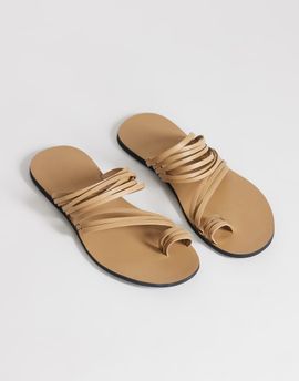 Topshop Topshop Maeve strappy toe loop sandals in camel-Silver