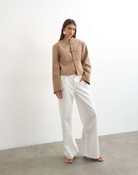 Topshop Topshop mandarin collar blazer in brown