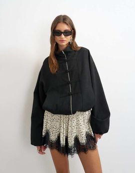 Topshop Topshop mandarin collar bomber jacket in black
