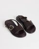 Topshop Topshop Mandy round toe flat sandals with hardware in chocolate-White - 1
