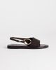 Topshop Topshop Mandy round toe flat sandals with hardware in chocolate-White - 2