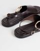 Topshop Topshop Mandy round toe flat sandals with hardware in chocolate-White - 3