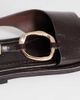 Topshop Topshop Mandy round toe flat sandals with hardware in chocolate-White - 4