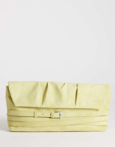 Topshop Topshop Meadow oversized strap clutch in chartreuse-Green