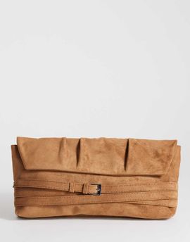 Topshop Topshop Meadow oversized strap clutch in tan-Brown