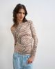 Topshop Topshop mesh fallen shoulder long sleeve top in animal print-Multi - 1