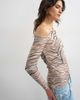 Topshop Topshop mesh fallen shoulder long sleeve top in animal print-Multi - 3