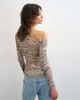 Topshop Topshop mesh fallen shoulder long sleeve top in animal print-Multi - 4