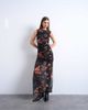 Topshop Topshop mesh floral print ruched maxi dress in black - 1
