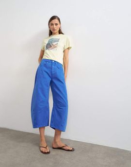 Topshop Topshop mid rise crop barrel jeans in cobalt blue