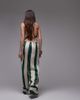 Topshop Topshop mid rise deep cuff satin pants in beige with burgundy and teal stripes - part of a set-Gray - 2