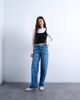 Topshop Topshop mid rise yoke front cinched jeans in mid blue - 1