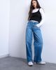 Topshop Topshop mid rise yoke front cinched jeans in mid blue - 2