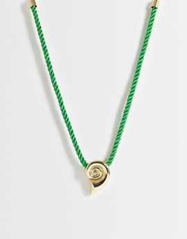 Topshop Topshop Mika rope choker with shell pendant in green and gold