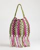 Topshop Topshop Milan medium crochet tassel bag in khaki stripe-Green - 1