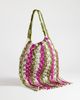 Topshop Topshop Milan medium crochet tassel bag in khaki stripe-Green - 4