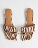 Topshop Topshop Mina mule flat sandals with hardware hair on real leather zebra-Green - 1