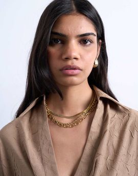 Topshop Topshop Mina waterproof stainless steel multirow chain necklace in gold