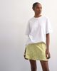 Topshop Topshop mixed fabrics crushed satin flippy mini skirt in soft lime-Green - 3
