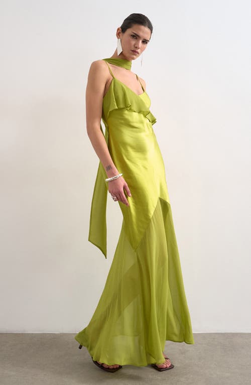 Topshop Topshop Mixed Media Ruffle Maxi Dress with Scarf