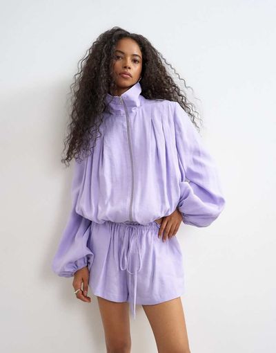 Topshop Topshop modal funnel neck jacket in lilac-Purple