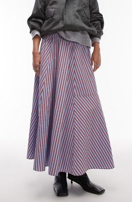 Topshop Topshop Multidirectional Stripe Full Maxi Skirt