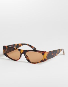 Topshop Topshop Mykonos cat eye sunglasses in tortoise effect-Brown