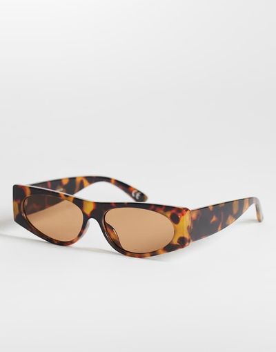 Topshop Topshop Mykonos cat eye sunglasses in tortoise effect-Brown