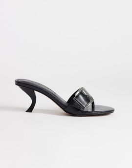 Topshop Topshop Nadine mid heel mules with buckle in black