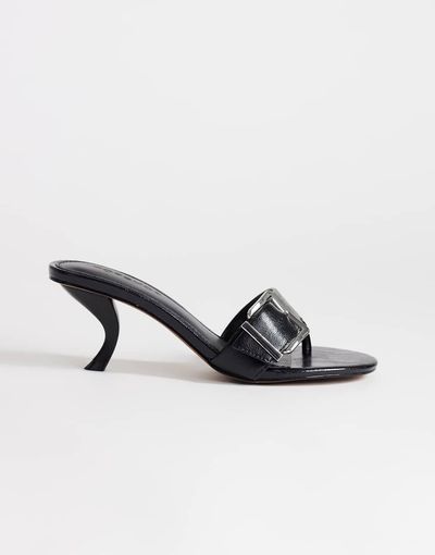Topshop Topshop Nadine mid heel mules with buckle in black
