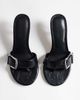 Topshop Topshop Nadine mid heel mules with buckle in black - 3