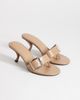 Topshop Topshop Nadine mid heeled mule with buckle in taupe-White - 2