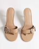 Topshop Topshop Nadine mid heeled mule with buckle in taupe-White - 3