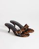 Topshop Topshop Nadine real hair-on-leather mid heel mules with buckle in leopard print-Brown - 1