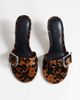 Topshop Topshop Nadine real hair-on-leather mid heel mules with buckle in leopard print-Brown - 2