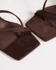 Topshop Topshop Naomi raffia wedge toe thong mule sandals in chocolate faux suede-Brown - 3