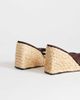 Topshop Topshop Naomi raffia wedge toe thong mule sandals in chocolate faux suede-Brown - 4