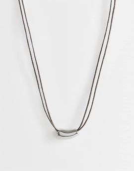 Topshop Topshop Nasha cord necklace in chocolate with silver-Brown